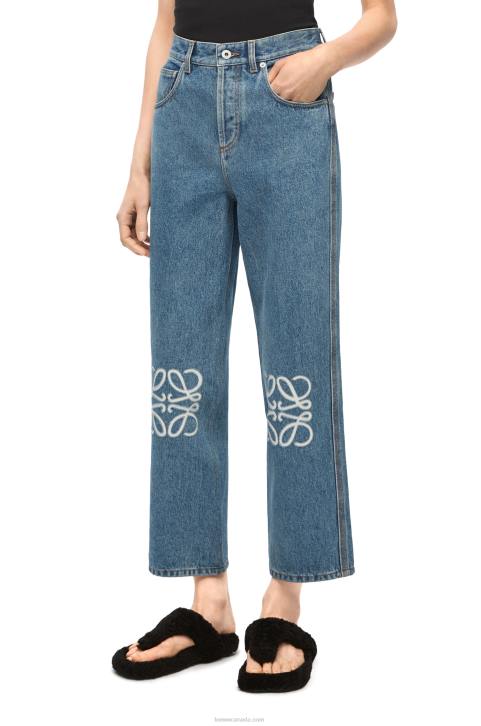 Loewe Anagram cropped jeans in denim 688V1203 Women Mid Blue Denim