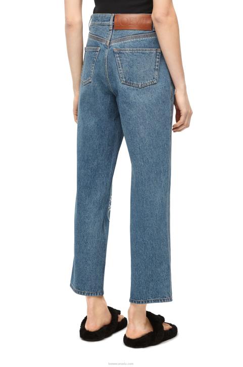 Loewe Anagram cropped jeans in denim 688V1203 Women Mid Blue Denim