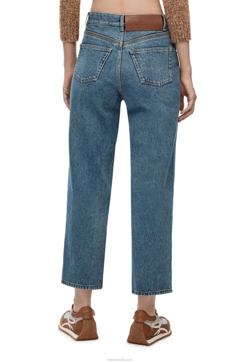 Loewe Anagram cropped jeans in denim 688V1203 Women Mid Blue Denim