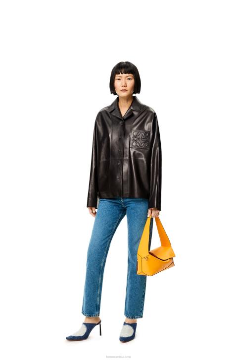 Loewe Anagram pocket tapered jeans in stone washed denim 688V1200 Women Blue Denim