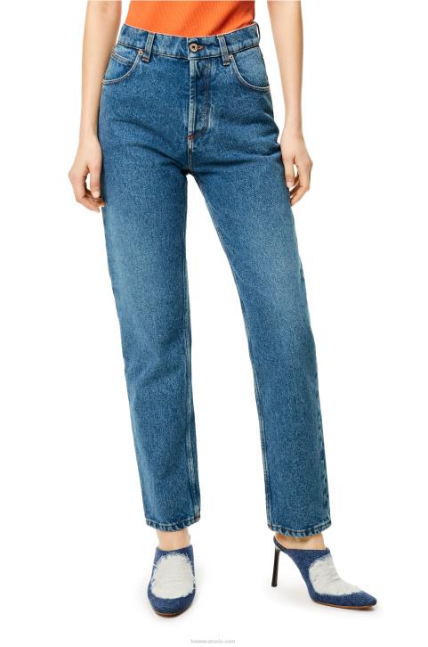 Loewe Anagram pocket tapered jeans in stone washed denim 688V1200 Women Blue Denim