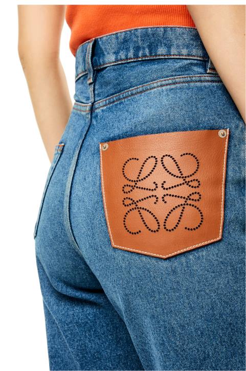 Loewe Anagram pocket tapered jeans in stone washed denim 688V1200 Women Blue Denim