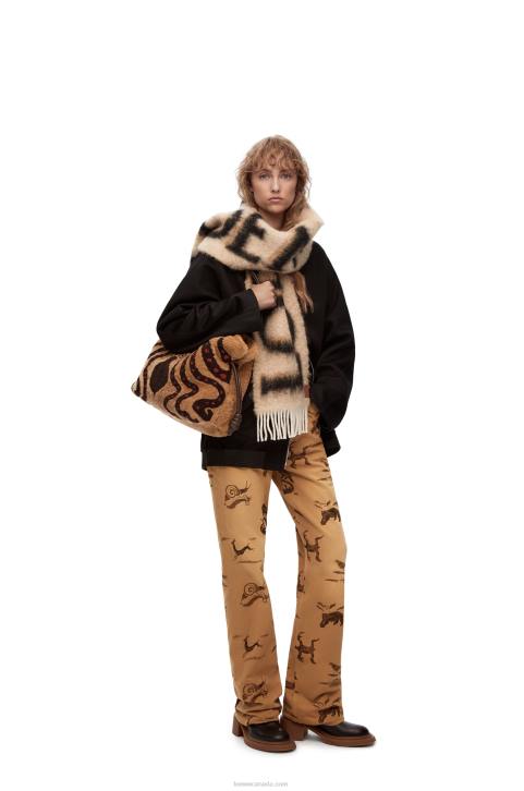 Loewe Animal print jeans in denim 688V1192 Women Light Beige/Brown