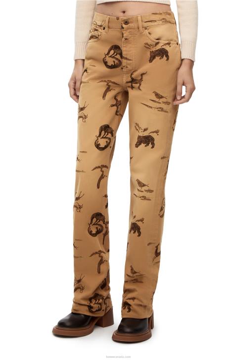 Loewe Animal print jeans in denim 688V1192 Women Light Beige/Brown