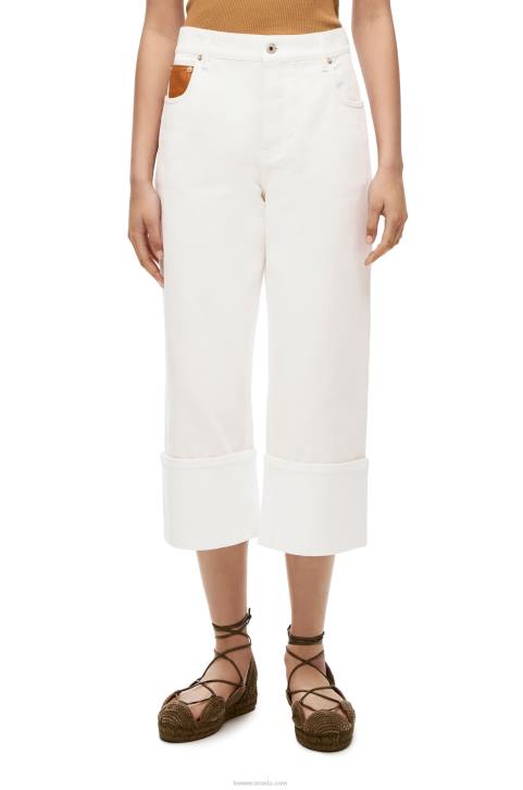 Loewe Fisherman turn up jeans in denim 688V1173 Women White