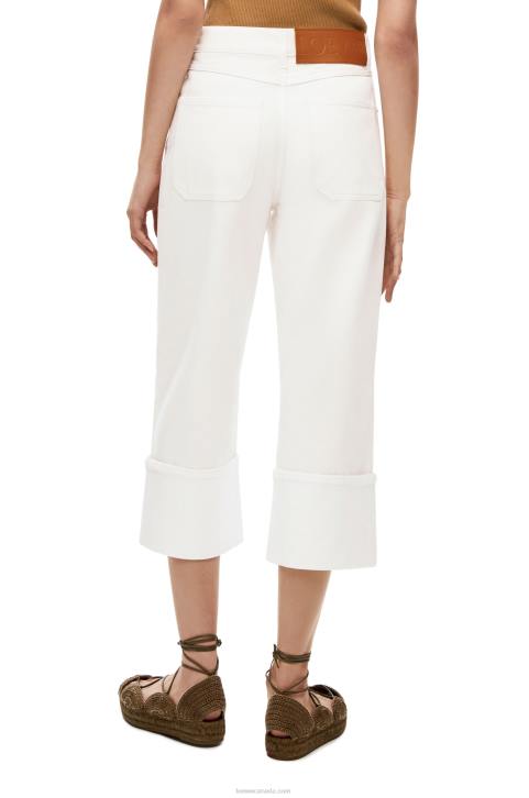 Loewe Fisherman turn up jeans in denim 688V1173 Women White