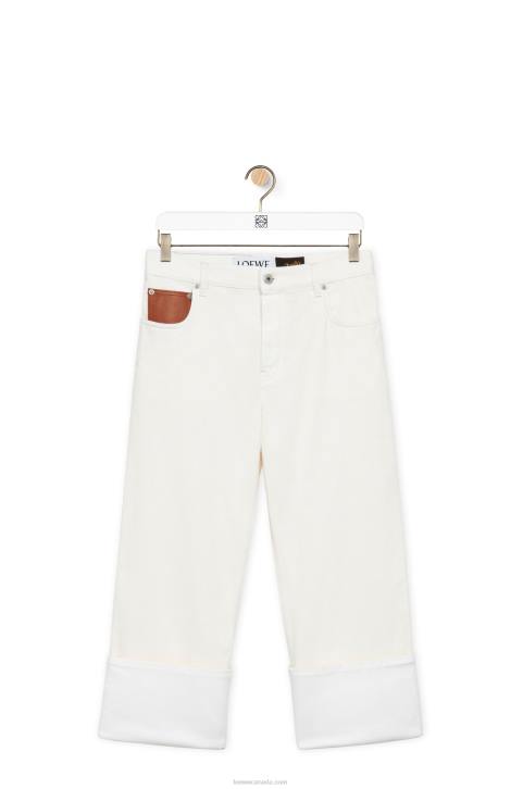 Loewe Fisherman turn up jeans in denim 688V1173 Women White