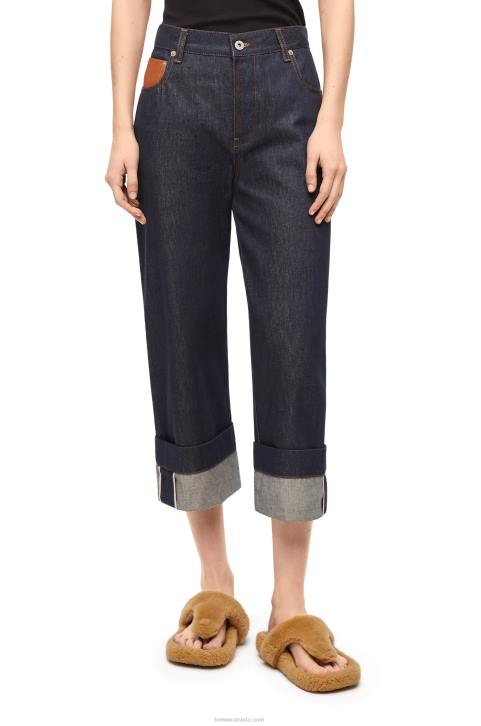 Loewe Fisherman turn-up jeans in denim 688V1191 Women Raw Denim