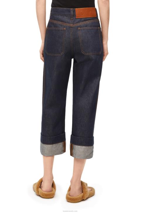 Loewe Fisherman turn-up jeans in denim 688V1191 Women Raw Denim