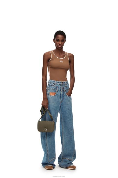 Loewe High waisted jeans in denim 688V1202 Women Mid Blue Denim