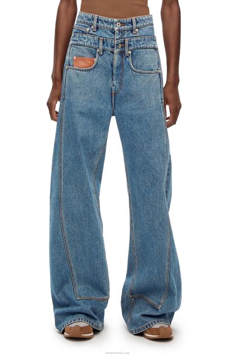 Loewe High waisted jeans in denim 688V1202 Women Mid Blue Denim
