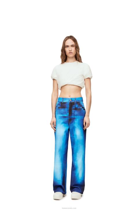 Loewe Pixelated baggy jeans in denim 688V1177 Women Denim