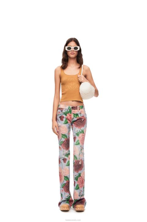 Loewe Roses jeans in denim 688V1166 Women Pink/Red