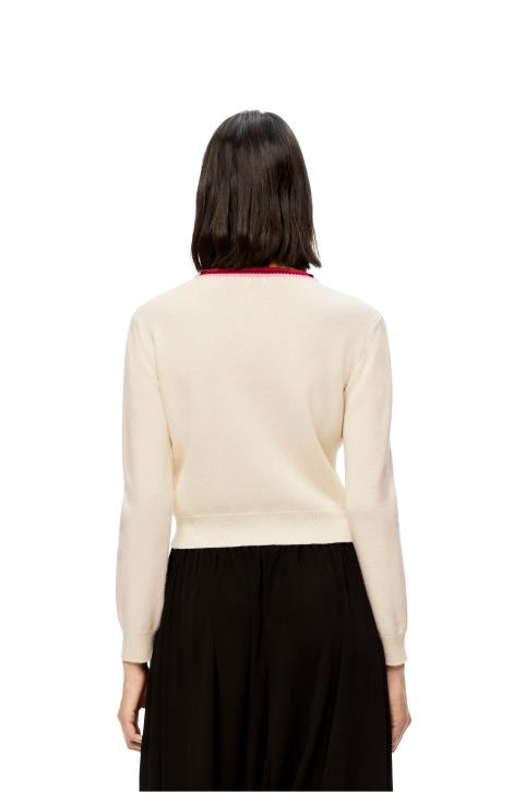 Loewe Anagram cropped sweater in wool 688V1006 Women Soft White