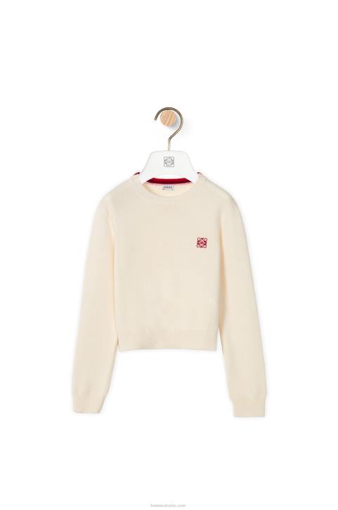 Loewe Anagram cropped sweater in wool 688V1006 Women Soft White