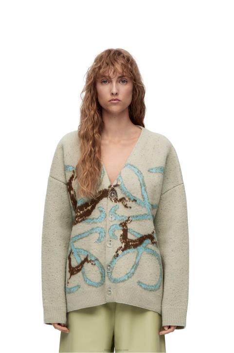 Loewe Anagram deer cardigan in wool 688V997 Women Light Grey