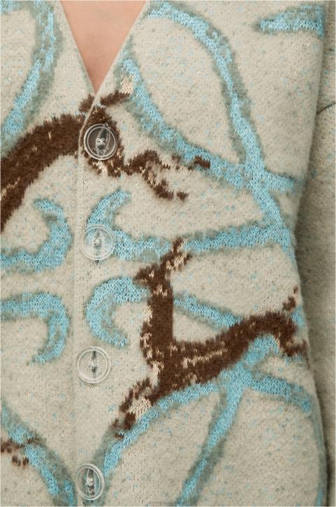 Loewe Anagram deer cardigan in wool 688V997 Women Light Grey