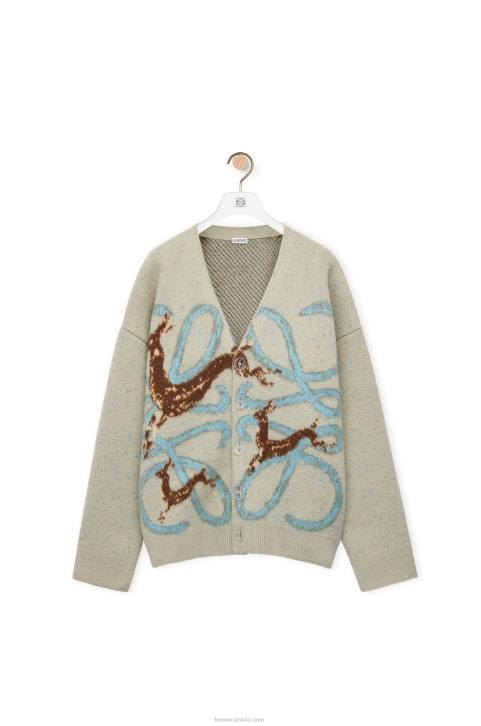Loewe Anagram deer cardigan in wool 688V997 Women Light Grey