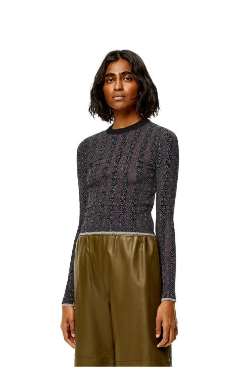 Loewe Anagram devore sweater in viscose 688V1016 Women Black