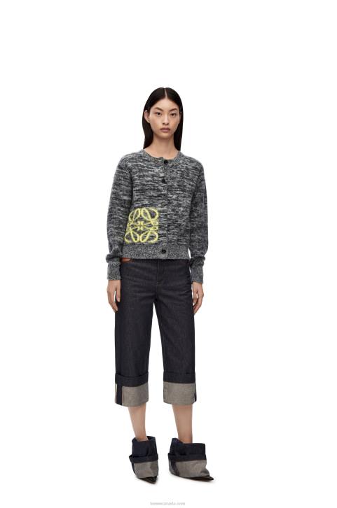 Loewe Anagram intarsia cardigan in wool 688V990 Women Black/White