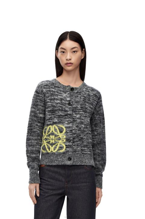 Loewe Anagram intarsia cardigan in wool 688V990 Women Black/White