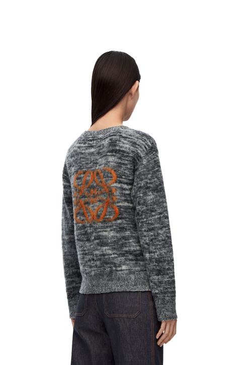 Loewe Anagram intarsia cardigan in wool 688V990 Women Black/White