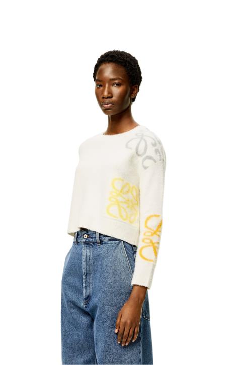Loewe Anagram intarsia sweater in wool 688V1020 Women Soft White/Multicolour