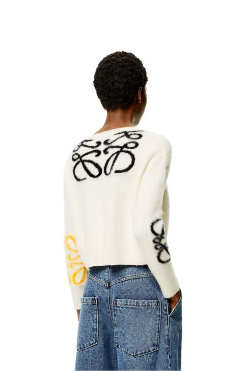 Loewe Anagram intarsia sweater in wool 688V1020 Women Soft White/Multicolour