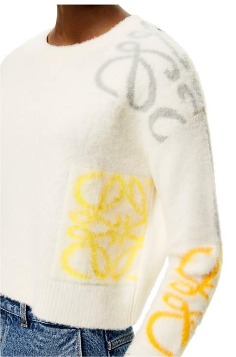Loewe Anagram intarsia sweater in wool 688V1020 Women Soft White/Multicolour