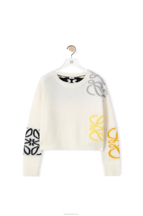 Loewe Anagram intarsia sweater in wool 688V1020 Women Soft White/Multicolour