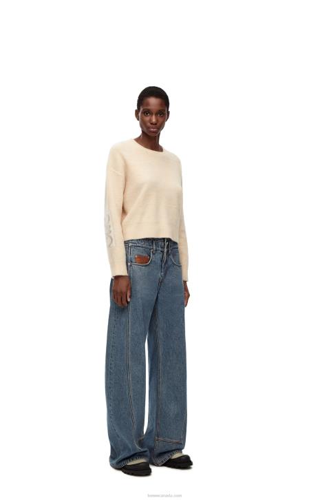 Loewe Anagram intarsia sweater in wool 688V994 Women Ecru/Light Grey