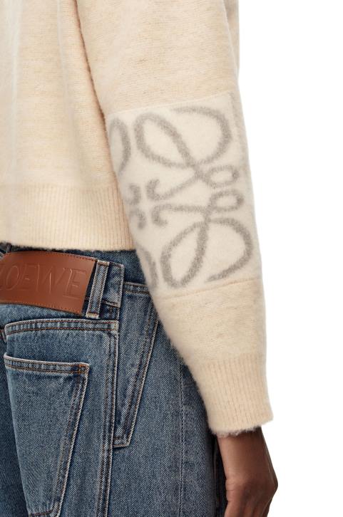 Loewe Anagram intarsia sweater in wool 688V994 Women Ecru/Light Grey