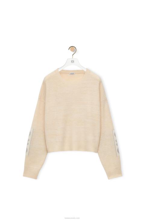 Loewe Anagram intarsia sweater in wool 688V994 Women Ecru/Light Grey