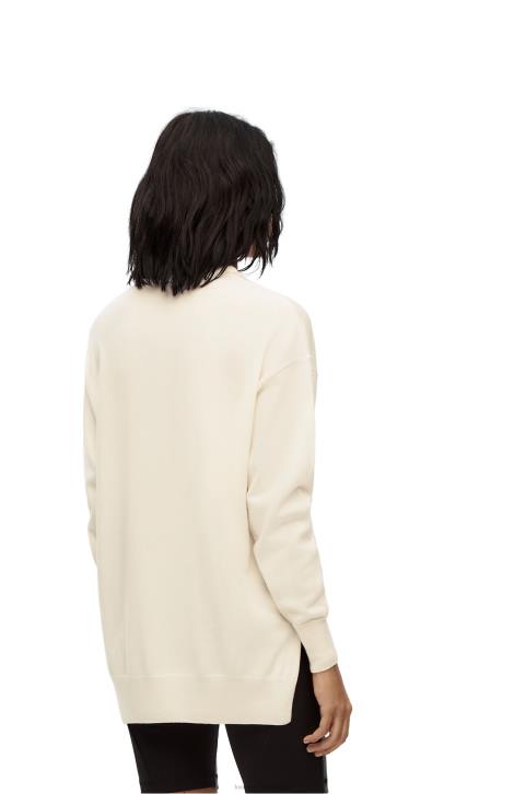 Loewe Anagram pocket sweater in wool 688V1017 Women Ecru/Brown