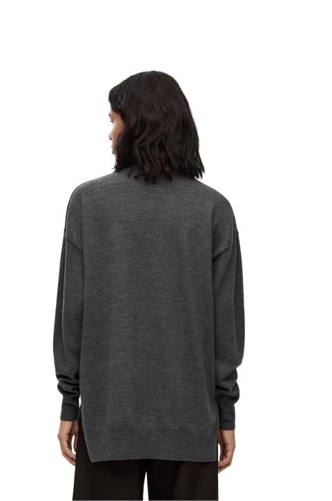 Loewe Anagram pocket sweater in wool 688V991 Women Dark Grey