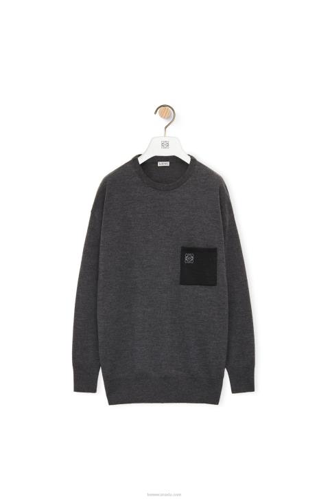 Loewe Anagram pocket sweater in wool 688V991 Women Dark Grey