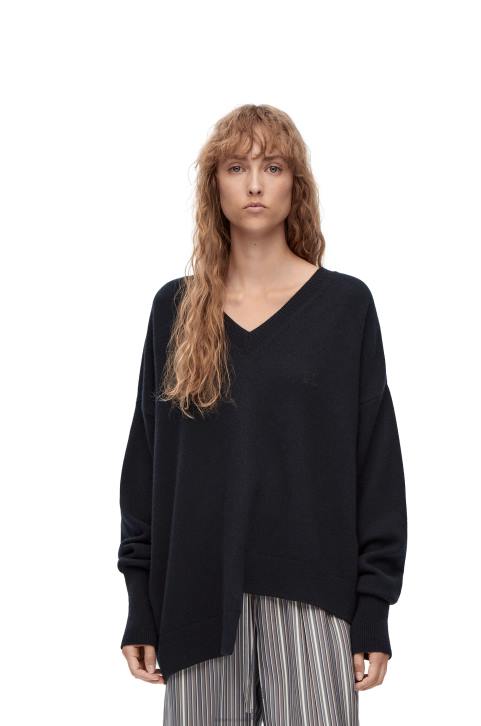 Loewe Asymmetric sweater in cashmere 688V976 Women Dark Navy Blue