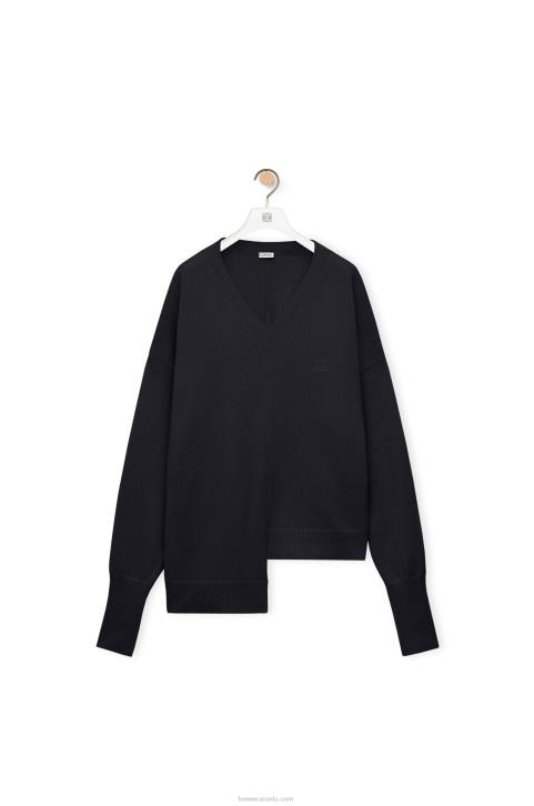 Loewe Asymmetric sweater in cashmere 688V976 Women Dark Navy Blue