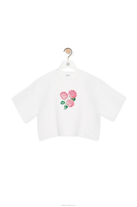 Loewe Cropped flower sweater in viscose cotton blend 688V962 Women Optic White