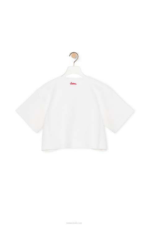 Loewe Cropped flower sweater in viscose cotton blend 688V962 Women Optic White