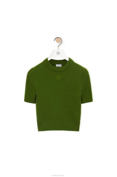 Loewe Cropped sweater in cashmere 688V958 Women Forest Green