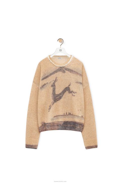 Loewe Deer sweater in mohair and wool blend 688V998 Women Ecru