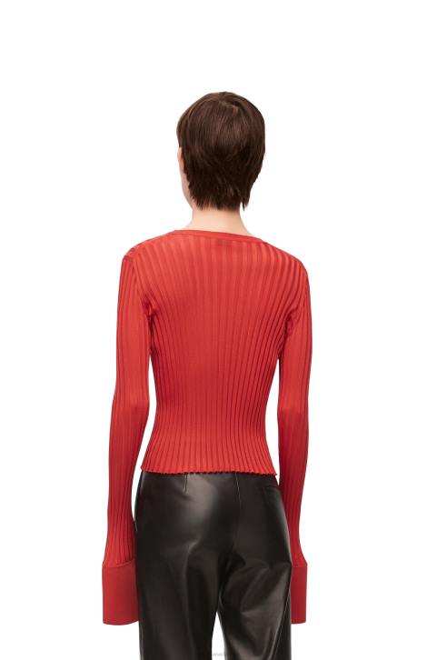 Loewe Long sleeve top in viscose 688V848 Women Dark Orange
