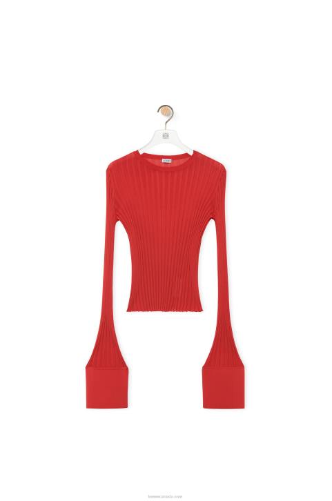 Loewe Long sleeve top in viscose 688V848 Women Dark Orange