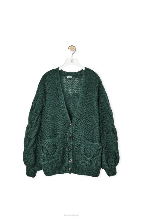 Loewe MOHAIR CARDIGAN In MOHAIR/POLYAMIDE 688V1030 Women Forest Green
