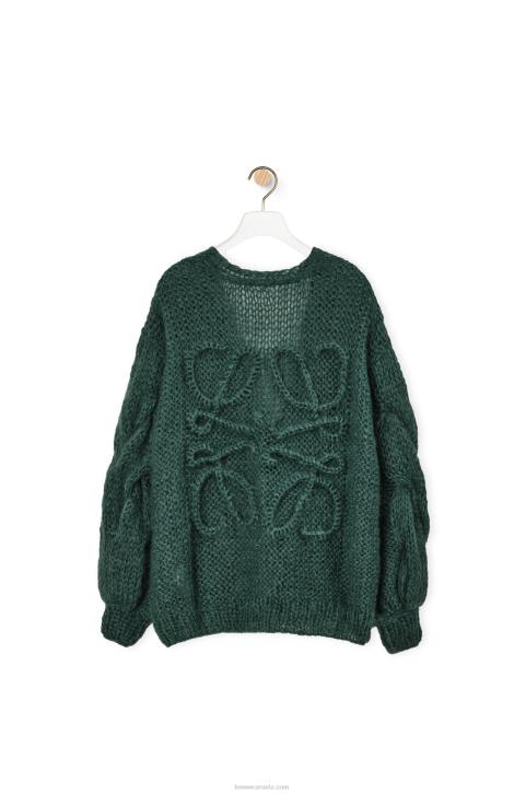 Loewe MOHAIR CARDIGAN In MOHAIR/POLYAMIDE 688V1030 Women Forest Green