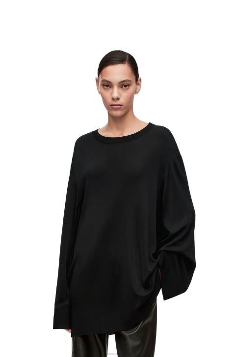 Loewe Open sleeve sweater in viscose knit 688V955 Women Black