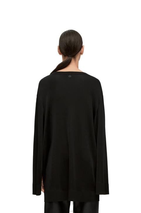 Loewe Open sleeve sweater in viscose knit 688V955 Women Black