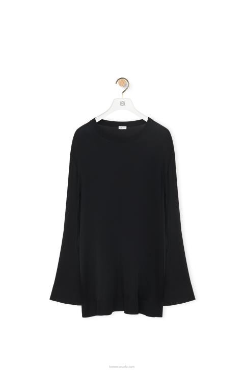 Loewe Open sleeve sweater in viscose knit 688V955 Women Black