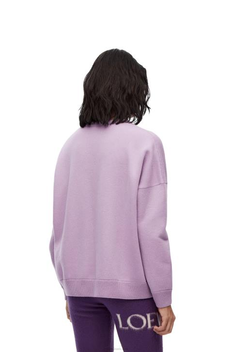 Loewe Oversize crew neck sweater in cashmere 688V1000 Women Lavander